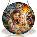 Personalized Blossom Sunrise Photo Stained Glass Suncatcher