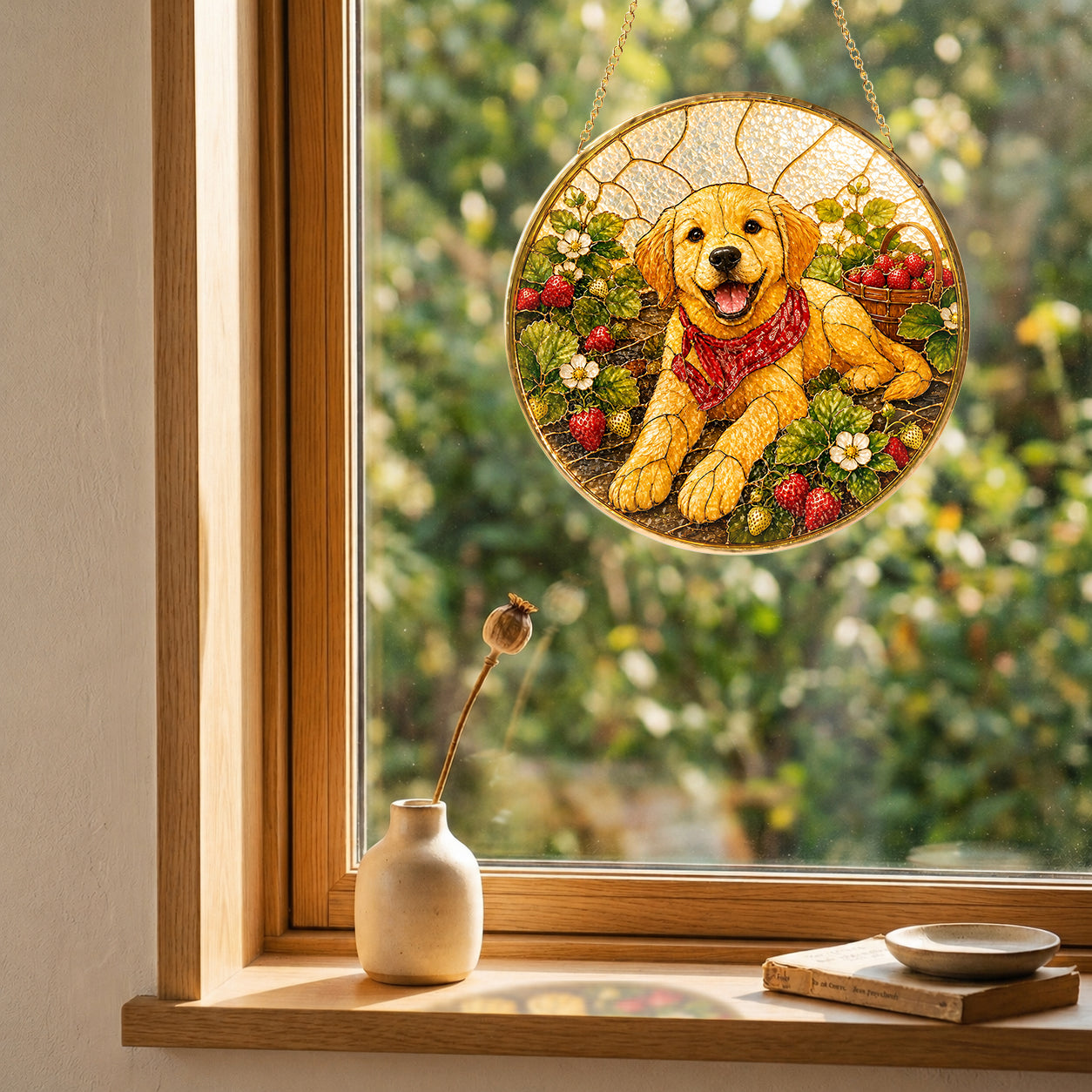 Personalized Strawberry Dog Suncatcher