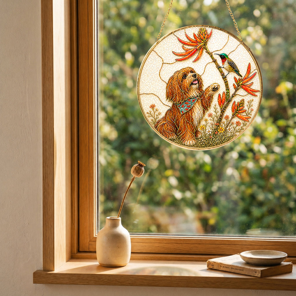 Personalized Dog & Hummingbird Suncatcher