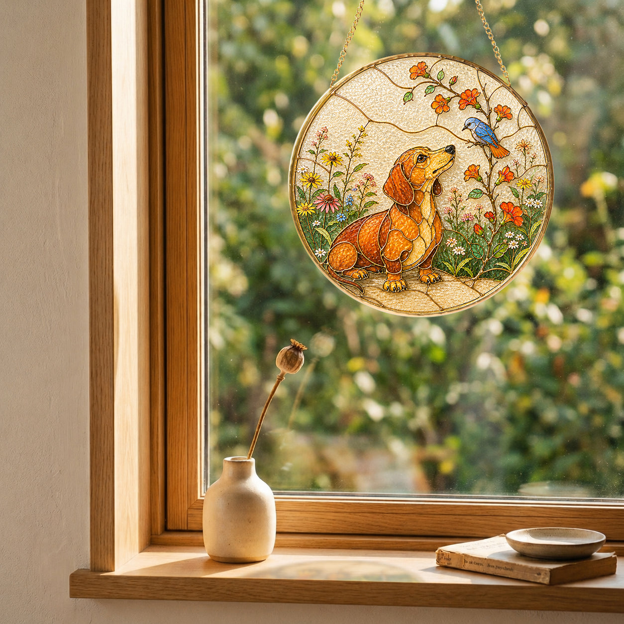 Personalized Dachshund Bird Suncatcher