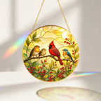 Cardinal & Songbirds Stained Glass Suncatcher