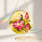 Kingfisher & Lotus Stained Glass Suncatcher