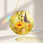 Nuthatch & Trumpet Flower Stained Glass Suncatcher