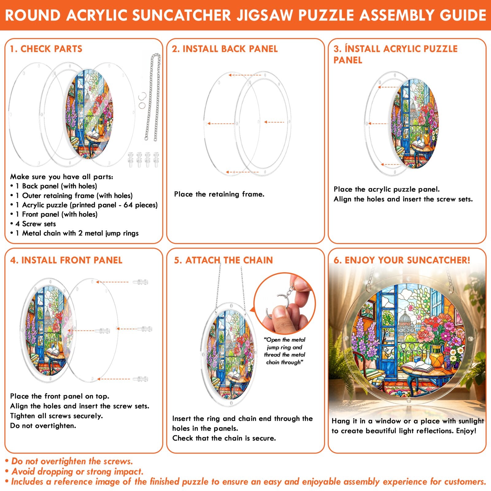 Floral Garden Window Acrylic Puzzle Suncatcher