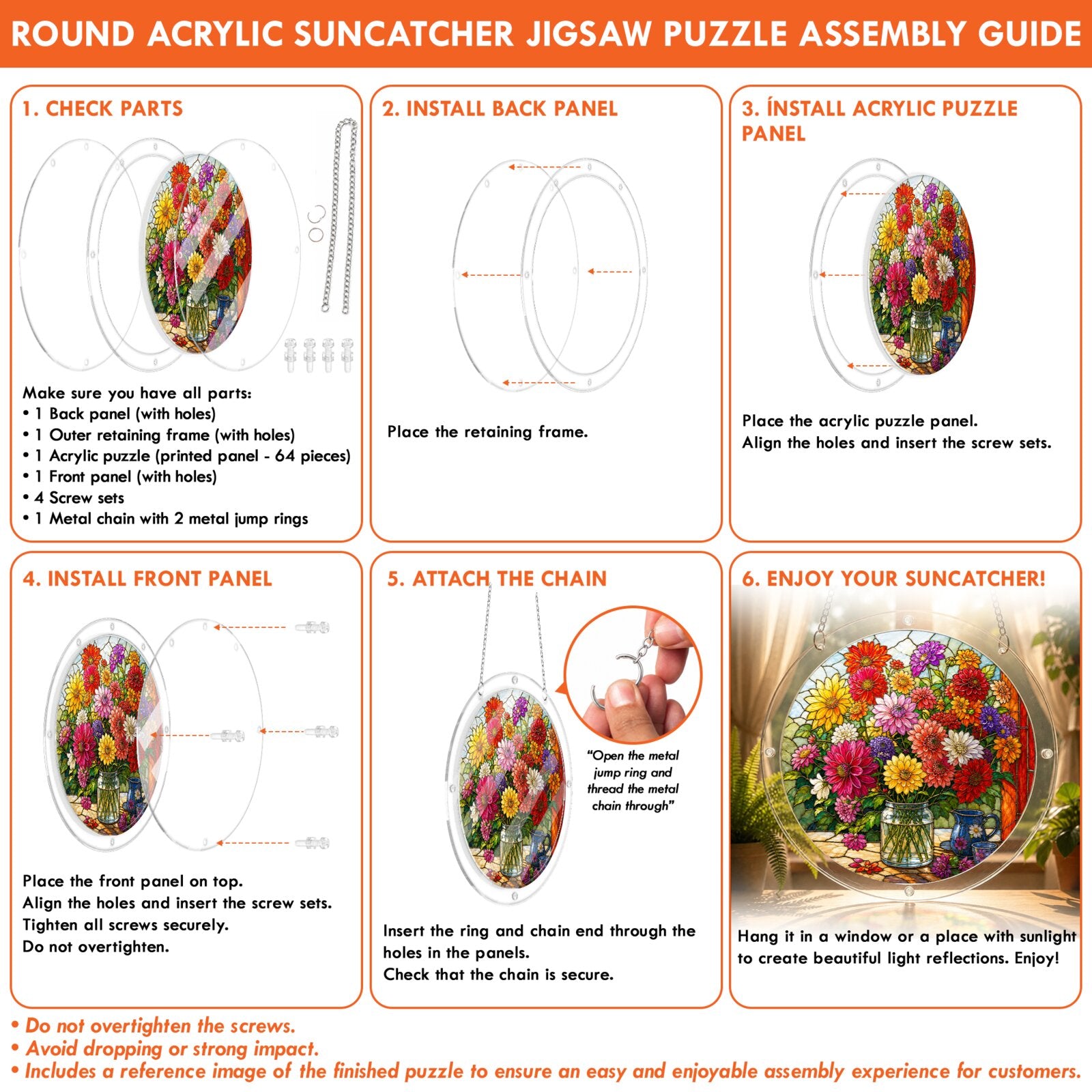 Summer Floral Bouquet Acrylic Puzzle Suncatcher