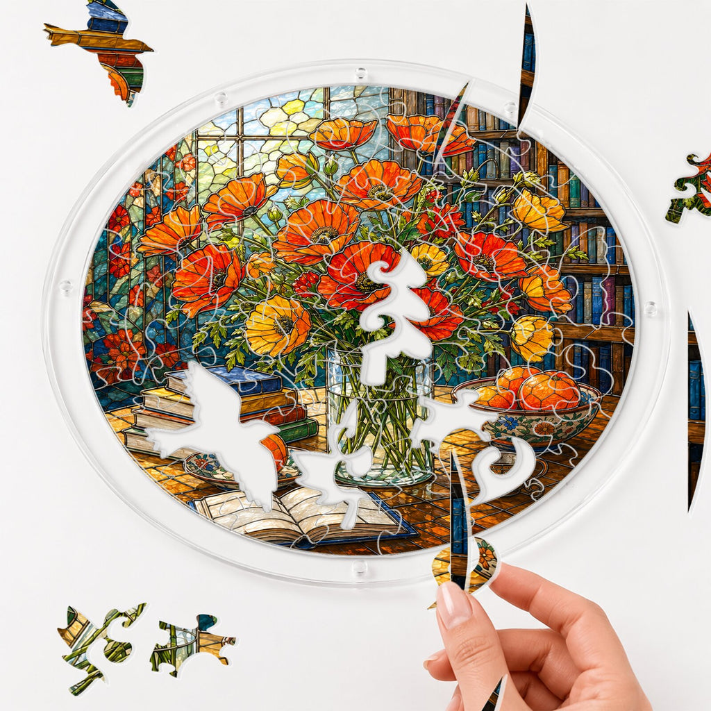 Golden Poppy Acrylic Puzzle Suncatcher