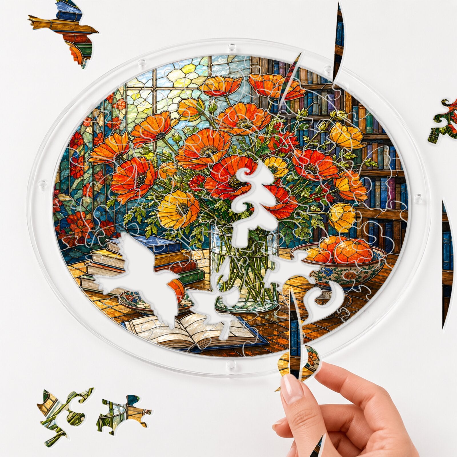 Golden Poppy Acrylic Puzzle Suncatcher
