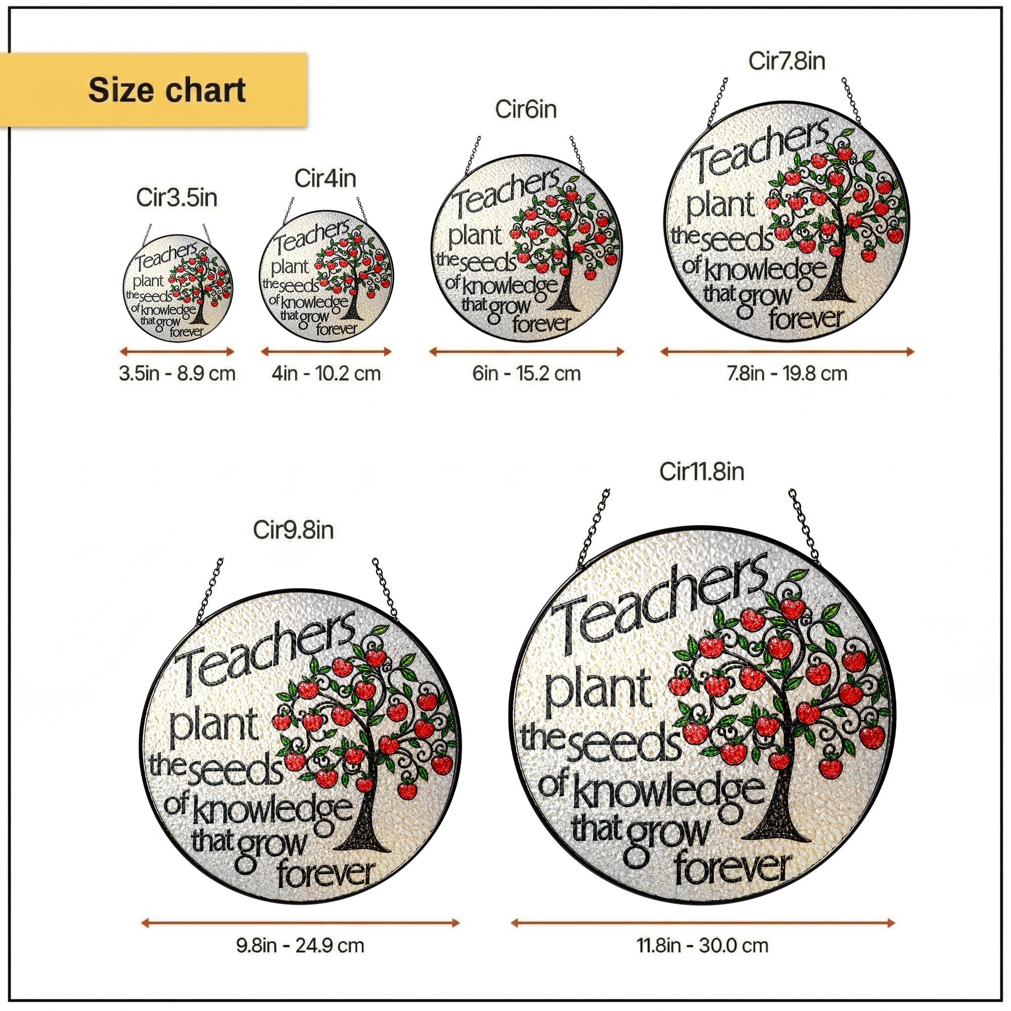Teacher Appreciation Apple Tree Stained Glass Suncatcher