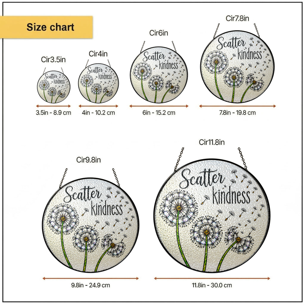 Scatter Kindness Dandelion Stained Glass Suncatcher