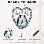 Penguin Couple Heart Snowflake Holographic Acrylic Suncatcher
