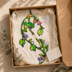 Frog Couple on Flower Vine Holographic Acrylic Suncatcher