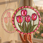 Pink Tulip Stained Glass Suncatcher