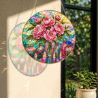 Pink Peony Stained Glass Suncatcher