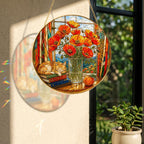 Red Poppy Stained Glass Suncatcher