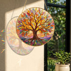 Autumn Tree of Life Stained Glass Suncatcher