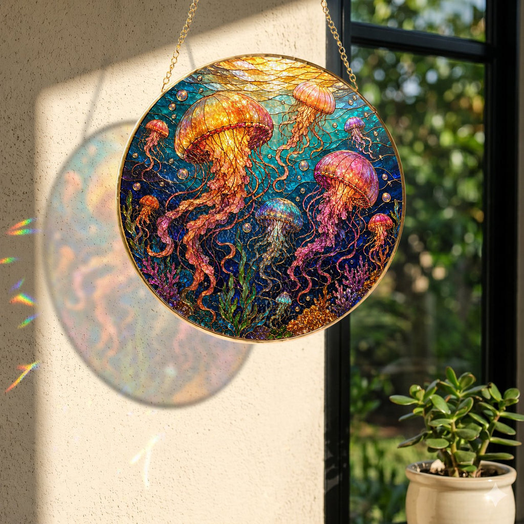 Jellyfish Stained Glass Suncatcher