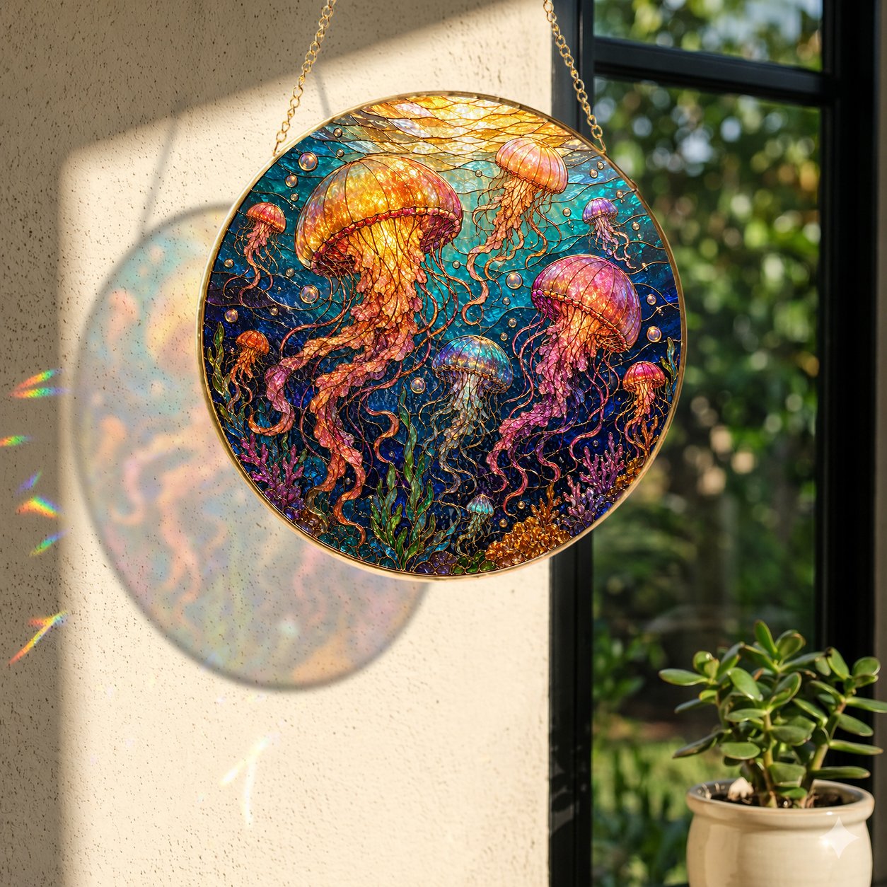 Jellyfish Stained Glass Suncatcher