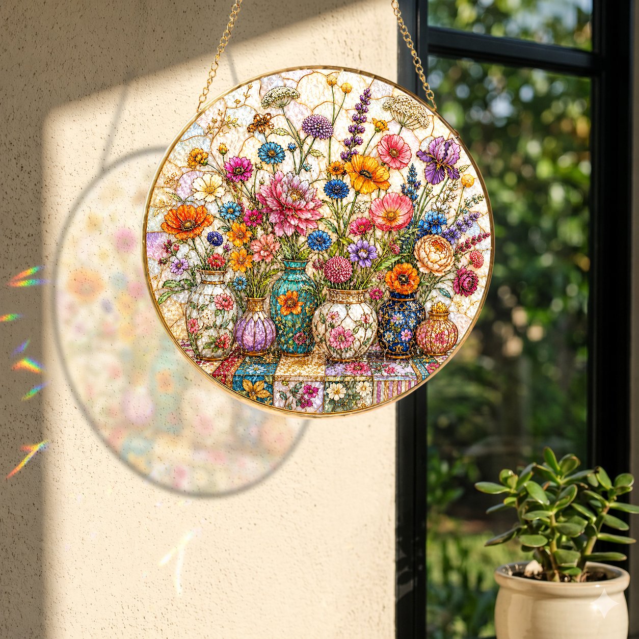 Wildflower Bouquet Stained Glass Suncatcher