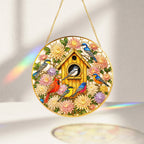 Birdhouse Birds Stained Glass Suncatcher