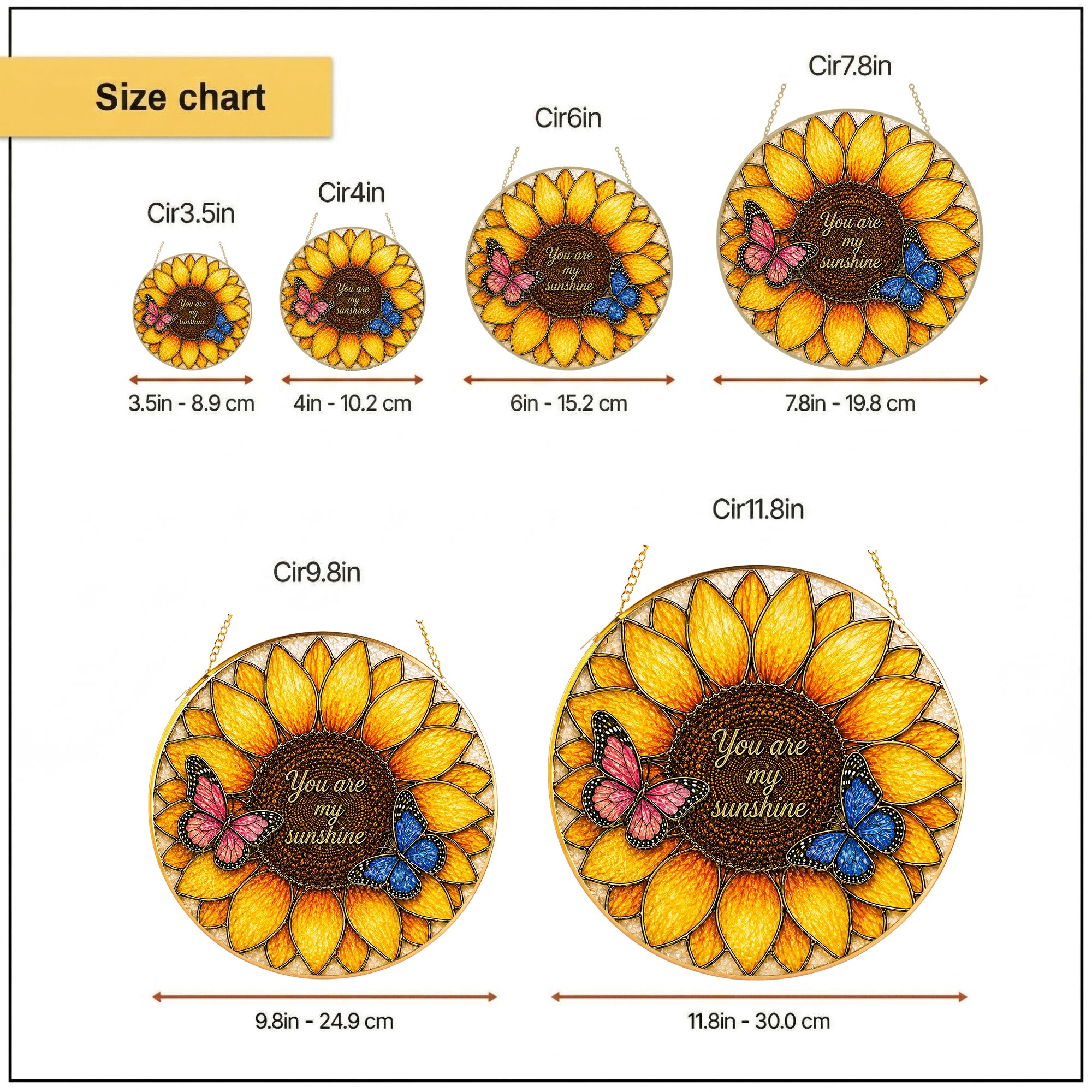You Are My Sunshine Sunflower Stained Glass Suncatcher