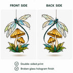 Dragonfly & Mushroom Holographic Acrylic Suncatcher