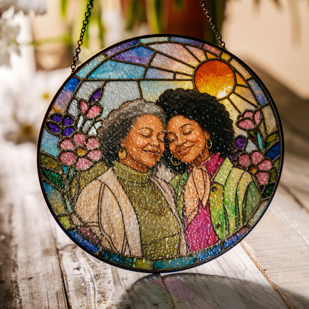 Personalized Blossom Sunrise Photo Stained Glass Suncatcher