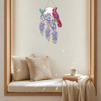 Cardinal & Hummingbird Forget-Me-Not Moon Holographic Acrylic Suncatcher