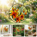 Pink Stargazer Lily Stained Glass Suncatcher