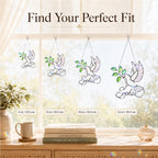 Personalized White Dove & Olive Branch Holographic Acrylic Suncatcher
