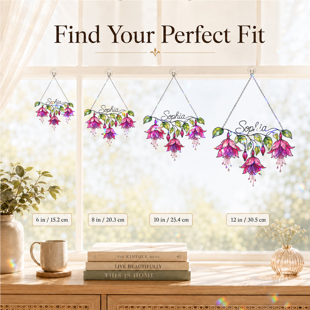 Personalized Pink Fuchsia Flower Holographic Acrylic Suncatcher
