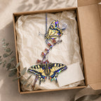 Two Swallowtail Butterflies on Blossom Branch Holographic Acrylic Suncatcher
