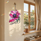 Personalized Pink Anemone Flower Holographic Acrylic Suncatcher