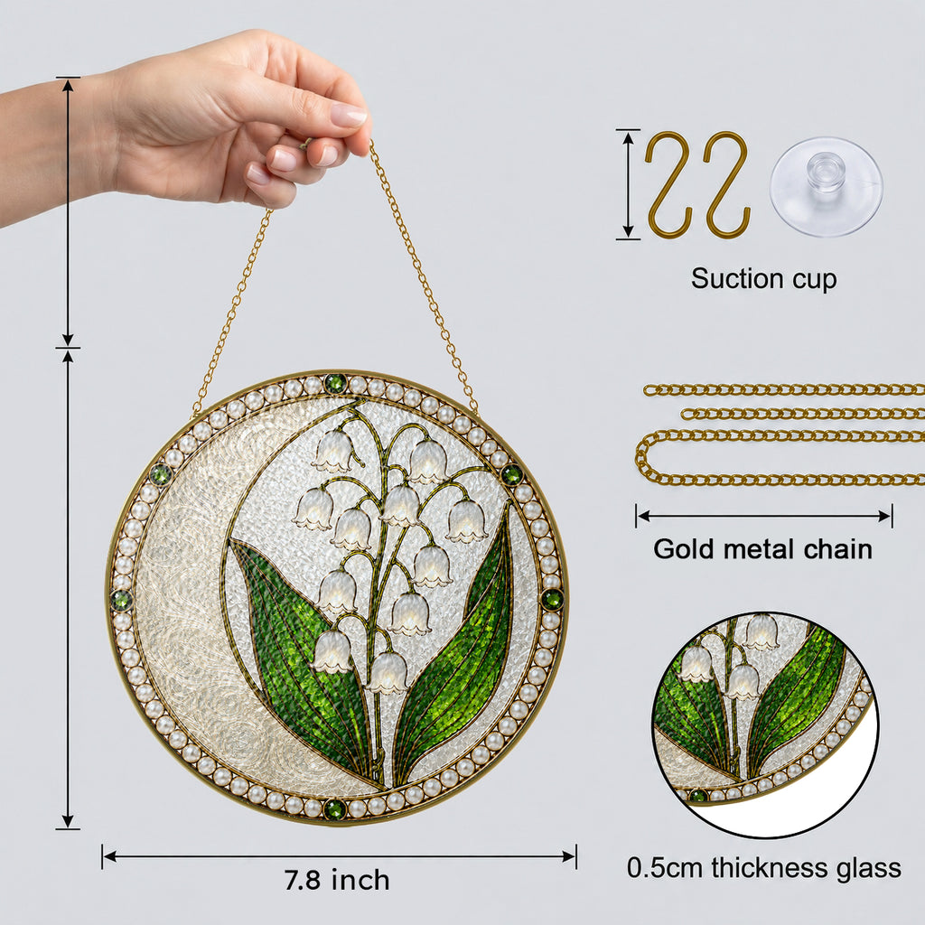 Lily of the Valley Pearl Stained Glass Suncatcher