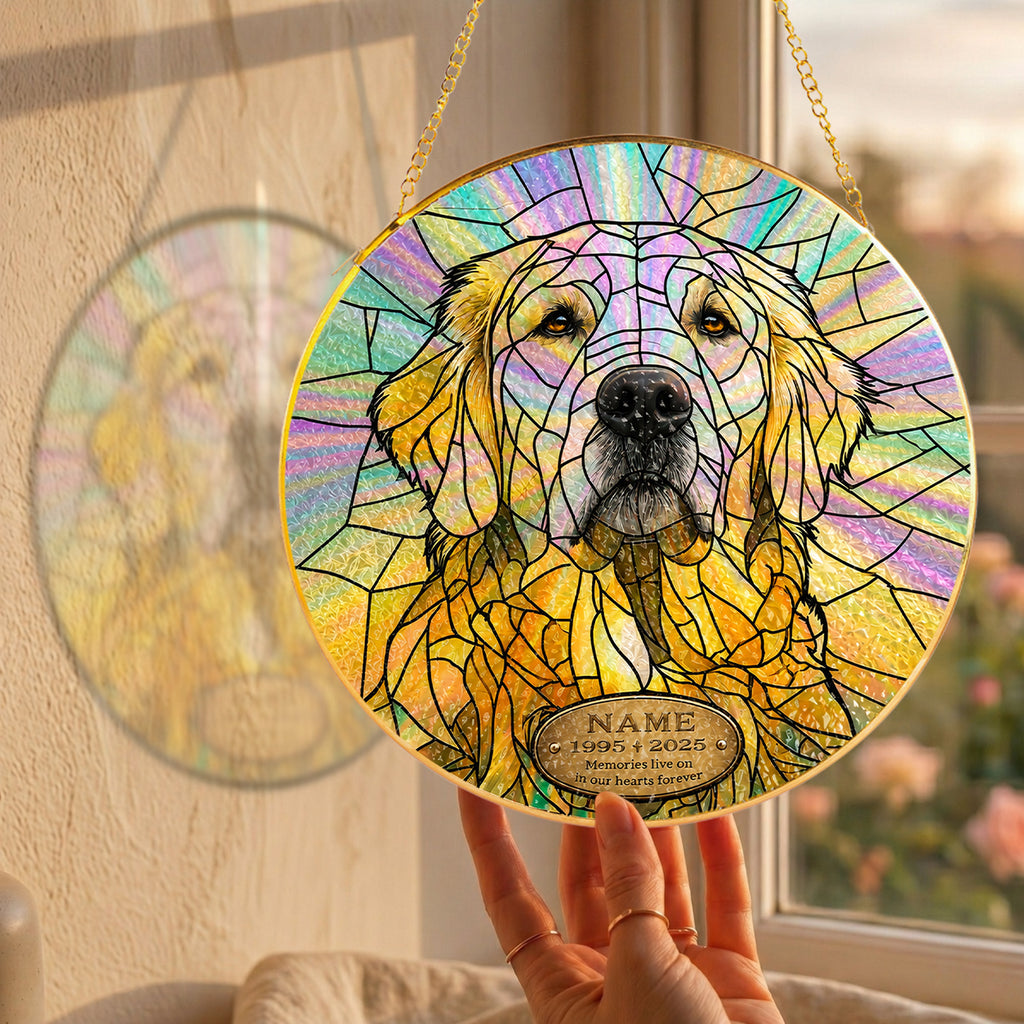 Golden Retriever Memorial Suncatcher close-up detail