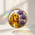 Cocker Spaniel & Allium Suncatcher glowing with sunlight