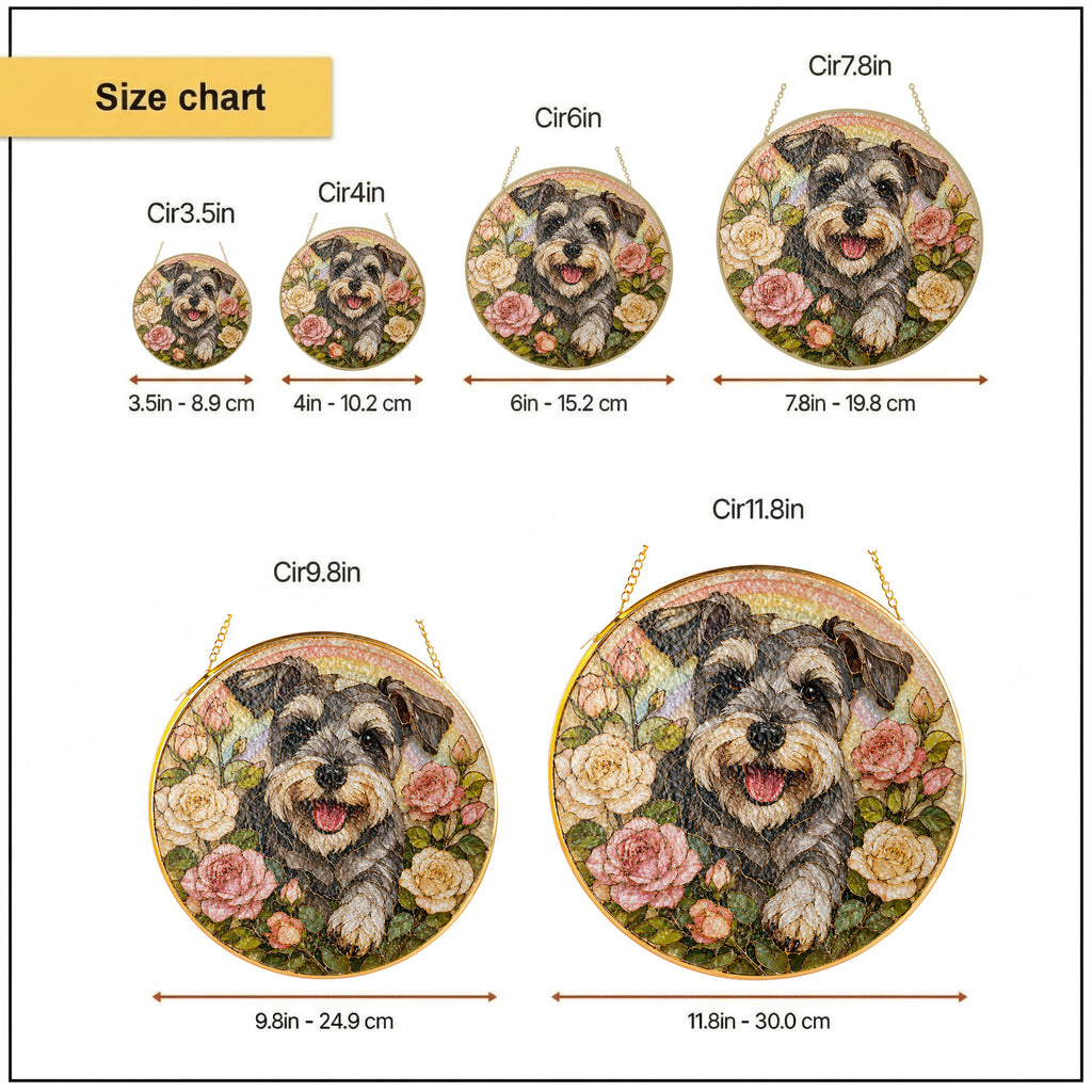 Personalized Schnauzer Rose Suncatcher