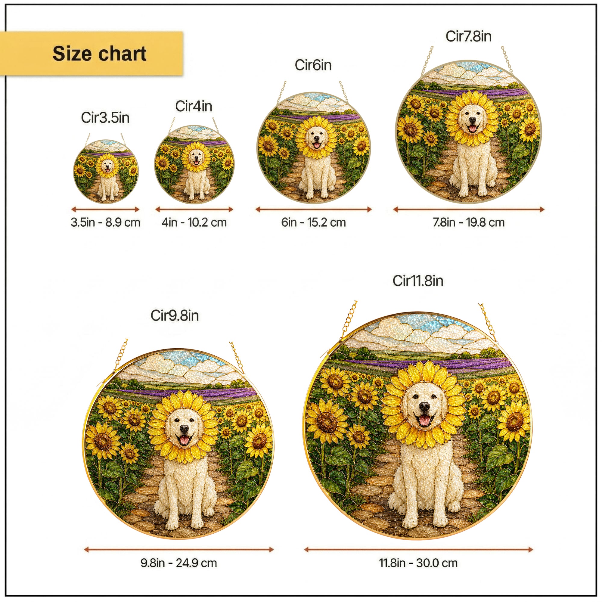 Personalized Sunflower Dog Suncatcher