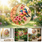 Bluebird & Cherry Blossom Stained Glass Suncatcher