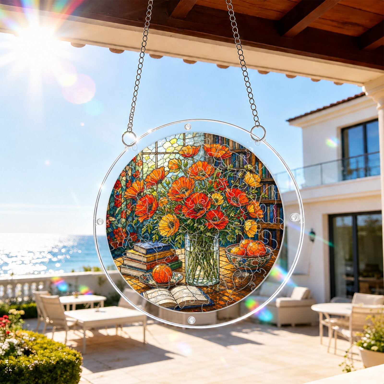 Golden Poppy Acrylic Puzzle Suncatcher