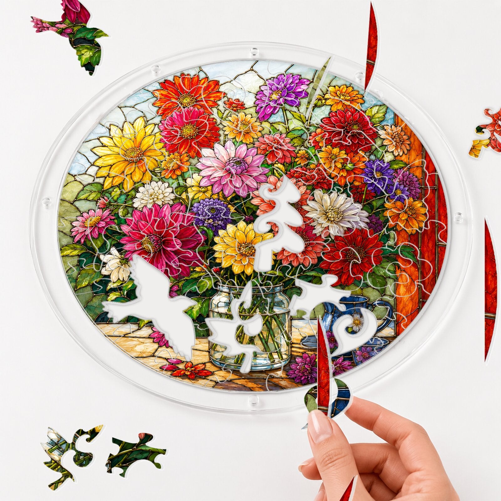 Summer Floral Bouquet Acrylic Puzzle Suncatcher