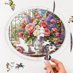 Peony &amp; Larkspur Acrylic Puzzle Suncatcher
