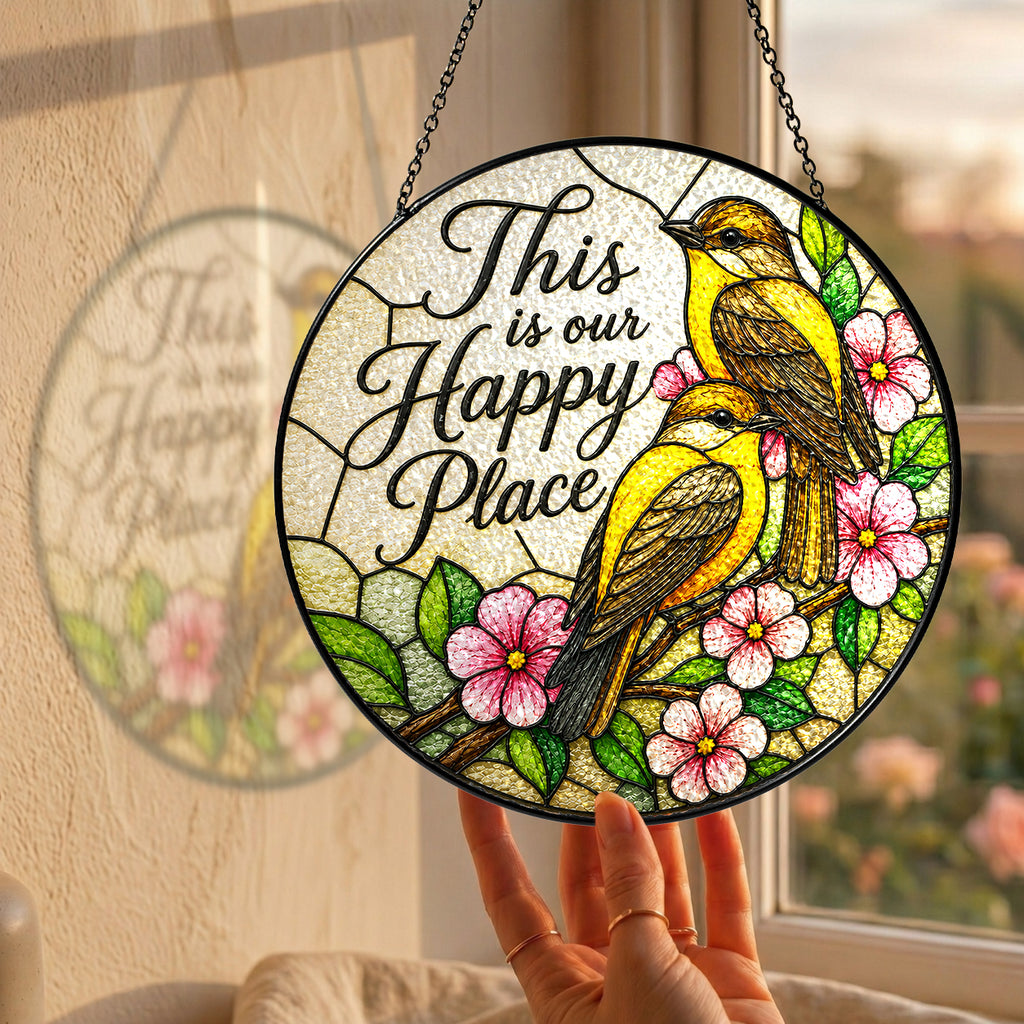 This Is Our Happy Place Songbird Stained Glass Suncatcher