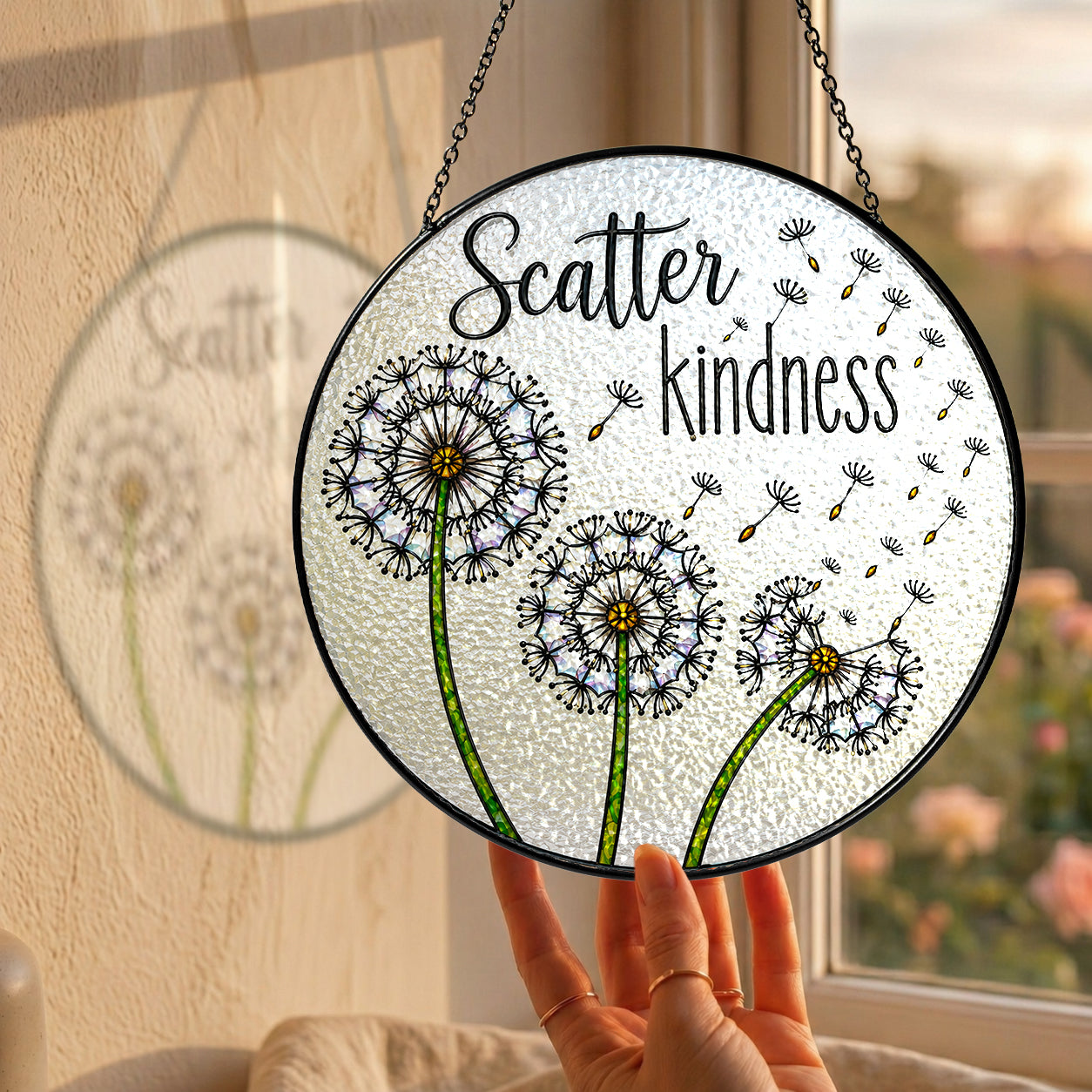 Scatter Kindness Dandelion Stained Glass Suncatcher