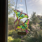 Personalized Luna Moth Couple Holographic Acrylic Suncatcher