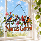 Personalized Nana's Garden Birds Holographic Acrylic Suncatcher
