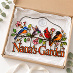 Personalized Nana's Garden Birds Holographic Acrylic Suncatcher