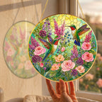Hummingbird Floral Stained Glass Suncatcher
