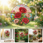 Red Rose Stained Glass Suncatcher