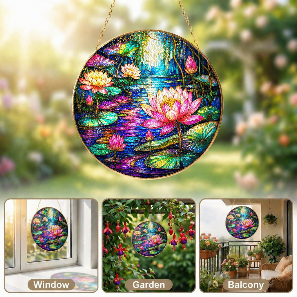 Lotus Flower Stained Glass Suncatcher