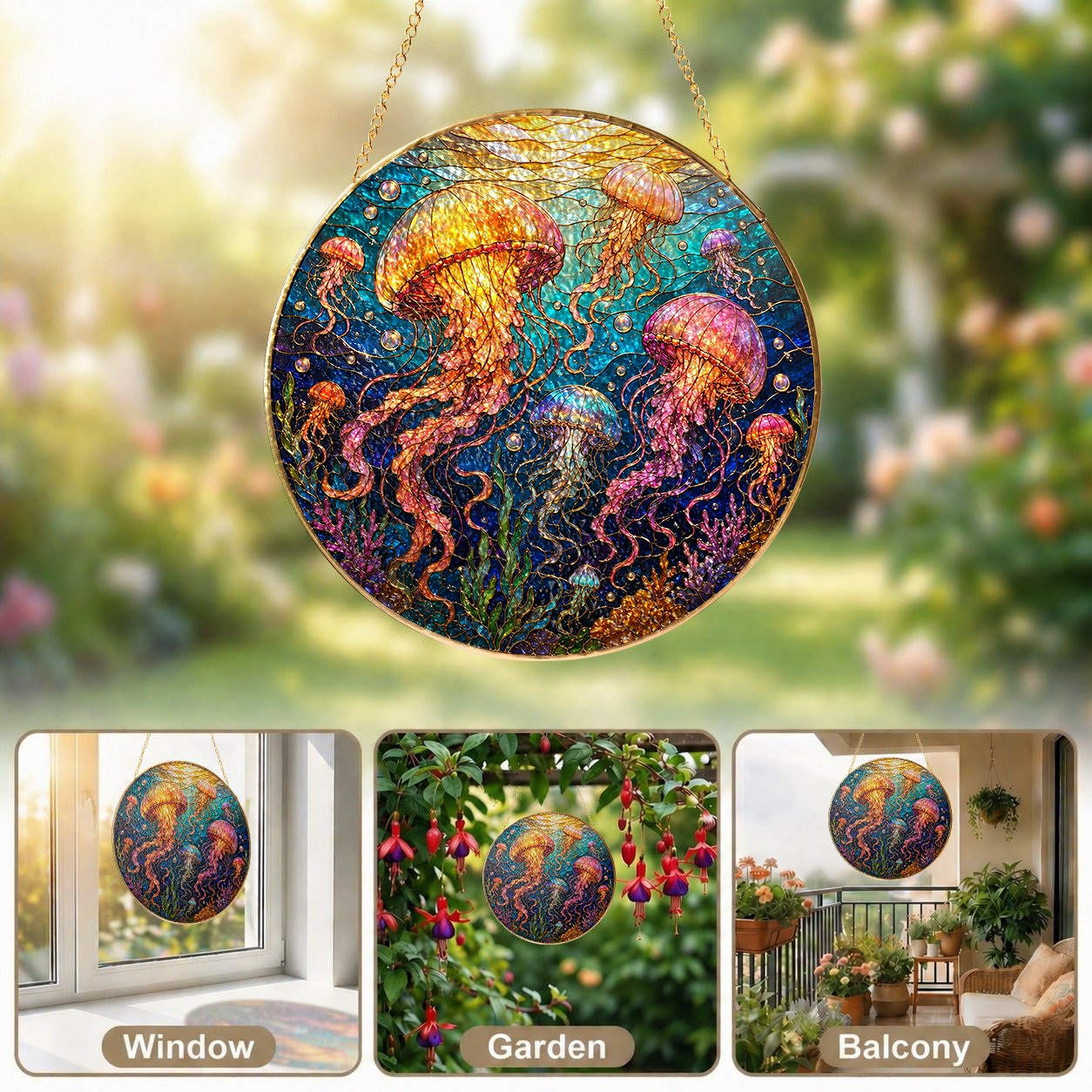 Jellyfish Stained Glass Suncatcher